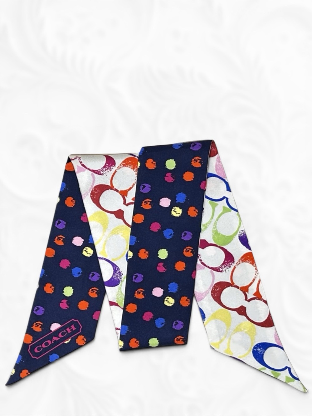 COACH 💯 Silk Skinny Scarf - Picture 2 of 7
